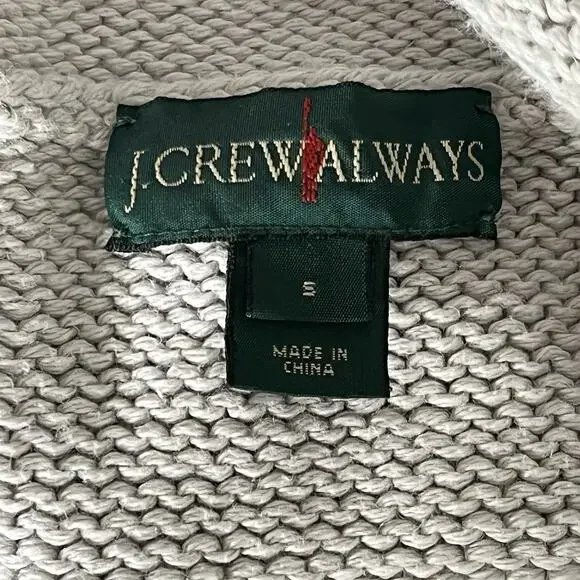 Vintage J. Crew Always Sweater Size S Roll Neck 100% Cotton Gray White Stripe - Picture 7 of 8